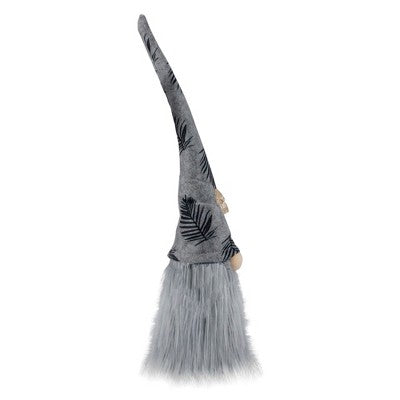 Northlight Lighted Star Gnome With Palm Leaves Hat Christmas Decoration - 16" - Gray And Black