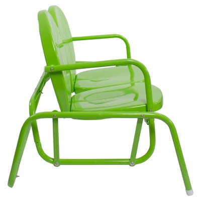  Northlight 48.25" Outdoor Retro Metal Tulip Double Glider Patio Chair, Lime Green