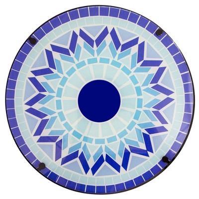  Northlight 19" Blue Sun Mosaic Glass Patio Side Table