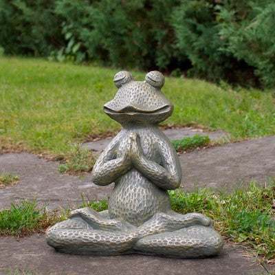  Northlight 14" Gold Verdigris Yoga Frog Outdoor Garden Statue