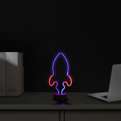  Northlight LED Rocket Ship Neon Table Light - 9" - Blue And Red