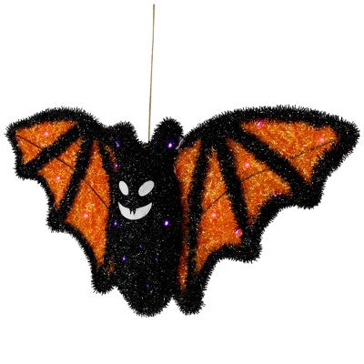  Northlight LED Lighted Bat Halloween Decoration - 25" - Black And Orange - Purple Lights