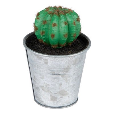  Northlight 3.5" Tropical Cactus In Tin Pot Artificial Potted Plant - Green/Silver