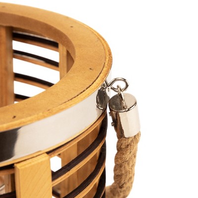  Northlight Rattan Glass Candle Lantern With Jute Handle - 11.5"
