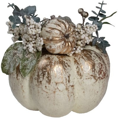  Northlight 9" White And Gold Pumpkins Fall Harvest Arrangement