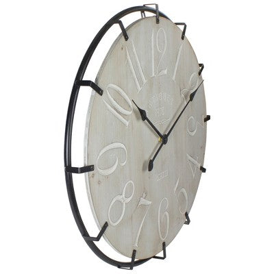  Northlight 23.5" Black Metal And Wood Country Rustic Round Wall Clock