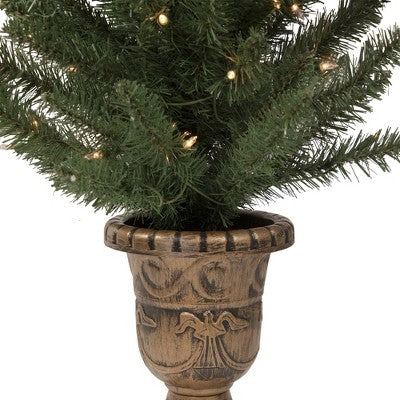  Northlight 2ct Prelit Artificial Christmas Tree Potted Porch Pine Topiary - Clear Lights