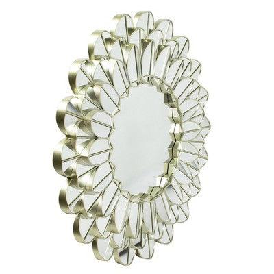  Northlight 31" Champagne Gold Sunflower Round Wall Mirror