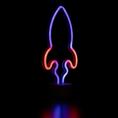 Northlight LED Rocket Ship Neon Table Light - 9" - Blue And Red