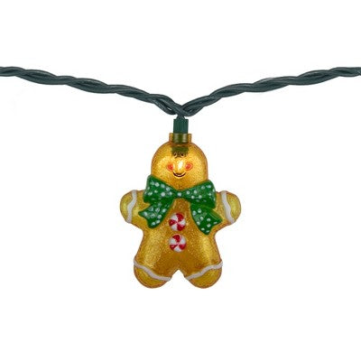  Northlight Gingerbread Man With Bowties Christmas Light Set - Clear - 7.5' Green Wire - 10ct