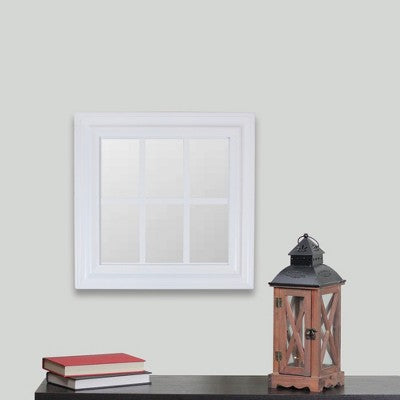  Northlight 17.5" White Mullions Windowpane Square Wall Mirror