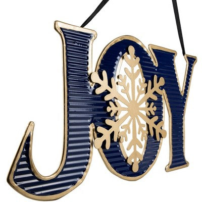  Northlight 16" Blue And Gold "JOY" Metal Christmas Wall Sign