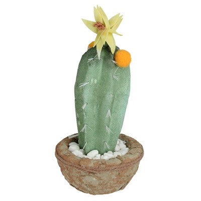  Northlight 12" Flowering Cactus Artificial Potted Plant - Green/Brown