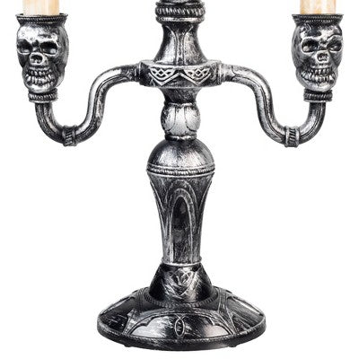  Northlight Antique-Style Skull Trio Flickering Halloween Candelabra - 13.75" - Amber Lights
