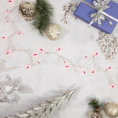  Northlight Mini Incandescent Christmas Lights - Pink - 7' White Wire - 35ct
