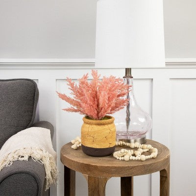  Northlight 12" Pink Cypress Artificial Plant In A Ceramic Pot