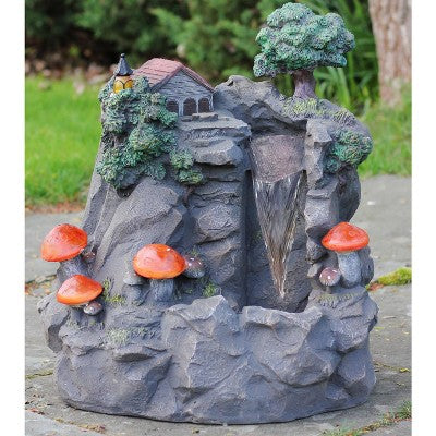  Northlight 24.5" Solar LED Lighted Mushrooms By Waterfall Outdoor Patio Garden Water Fountain