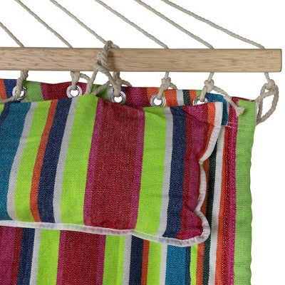  Northlight Striped Quilted Two Person Double Hammock With Pillow - 9' X 55" - Multicolor