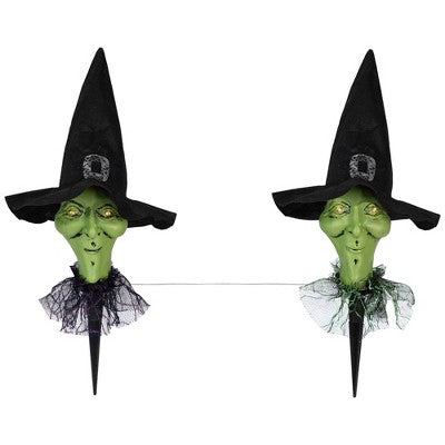  Northlight LED Lighted Smirking Witch Halloween Outdoor Pathway Markers - 17" - Set Of 3