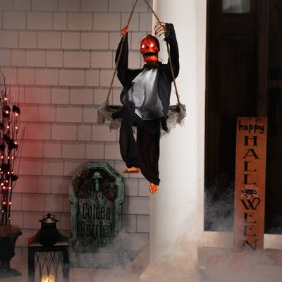  Northlight Animated Swinging Pumpkin Man Halloween Decoration - 30"