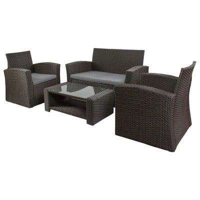  Northlight 4-Piece Georgetown Resin Wicker Outdoor Patio Conversation Set With Cushions
