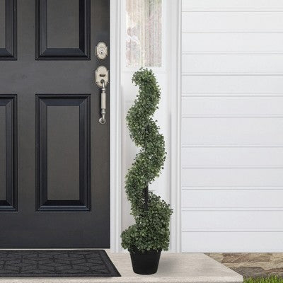  Northlight 3' Artificial Two-Tone Boxwood Spiral Topiary Tree With Round Pot, Unlit