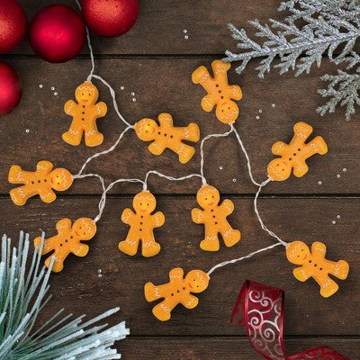  Northlight 10-Count LED Orange Gingerbread Men Christmas Fairy Lights, 4ft, Copper Wire