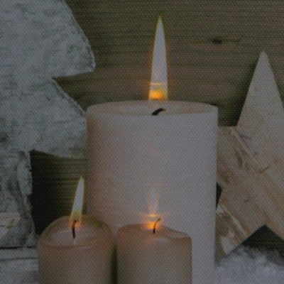  Northlight LED Lighted Flickering Candles And Winter Wooden Trees Canvas Wall Art 12" X 15.75"