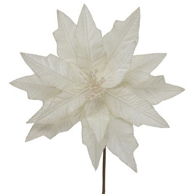  Northlight 24" Cream Glittered Poinsettia Christmas Stem Spray