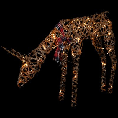  Northlight 35" LED Lighted Feeding Rattan Reindeer Outdoor Christmas Decoration