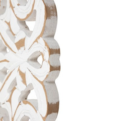  Northlight 24" Brushed Antique White Damask Round Wall Panel