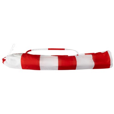  Northlight Striped Outdoor Macrame Boho Beach Market Umbrella With Tiltt- 6.5' - Red And White