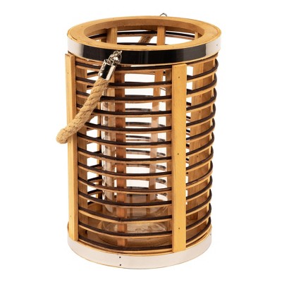  Northlight Rattan Glass Candle Lantern With Jute Handle - 11.5"