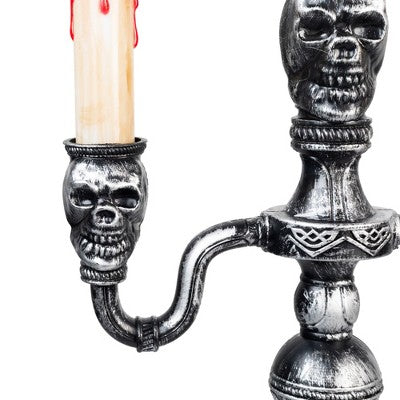  Northlight Antique-Style Skull Trio Flickering Halloween Candelabra - 13.75" - Amber Lights