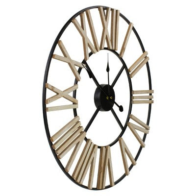  Northlight 24" Roman Numeral Battery Operated Round Wall Clock With Metal Frame