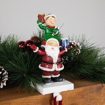  Northlight 8.75" Santa And Elf Christmas Stocking Holder