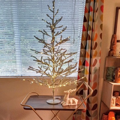  Northlight 3' Pre-Lit LED Silver Tinsel Twig Artificial Christmas Tree - Clear Lights