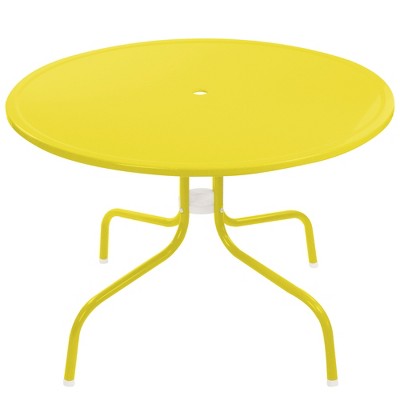 Northlight 39.25-Inch Outdoor Retro Metal Tulip Dining Table, Yellow