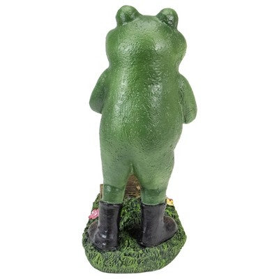  Northlight 11.5" Green Frog Pushing Wheelbarrow Outdoor Garden Statue