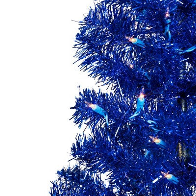  Northlight Pre-Lit Artificial Tinsel Christmas Tree - 3' - Blue - Clear Lights