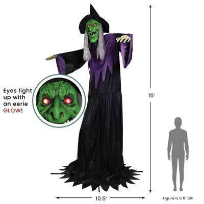  Northlight Huge Lighted And Animated Talking Witch Commercial Outdoor Halloween Decoration - 15'
