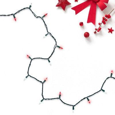  Northlight LED Mini Christmas Lights - Red And White - 33' Green Wire - 100ct