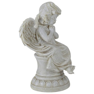  Northlight 9" Ivory Praying Angel On Pedestal Outdoor Garden Statue