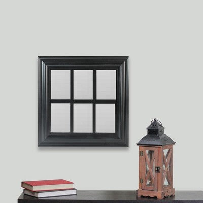  Northlight 17" Black Contemporary Square Windowpane Wall Mirror