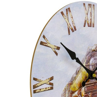  Northlight 12" Roman Numeral Battery Operated Round Wall Clock With Train Design