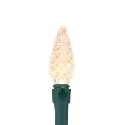  Northlight LED Faceted C6 Christmas Lights - Warm White - 23' Green Wire - 70ct