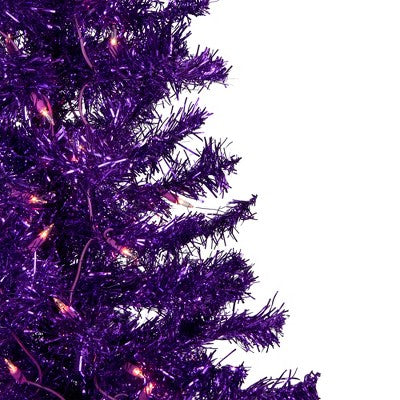  Northlight 6' Pre-Lit Purple Artificial Tinsel Christmas Tree, Clear Lights