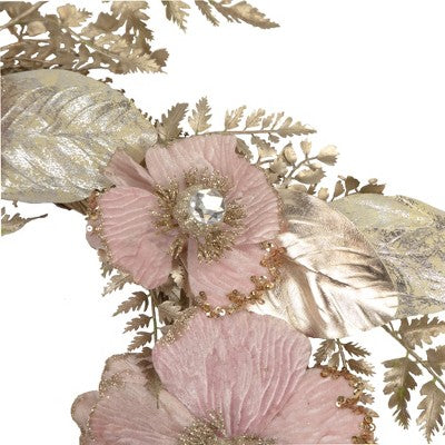  Northlight Champange And Pink Flower Wreath, 24-Inch, Unlit