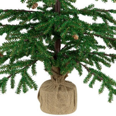  Northlight Medium Artificial Christmas Tree With Pine Cones In Burlap Base - 4' - Unlit