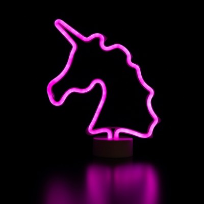  Northlight 11" Battery Operated Neon Style LED Unicorn Table Light - Pink